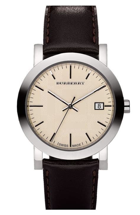 burberry watch with black leather strap 20mm|Burberry leather watch strap.